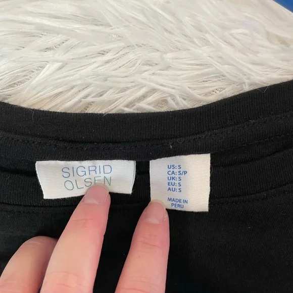 Sigrid Olsen Black Short Sleeve Top - Picture 2 of 3